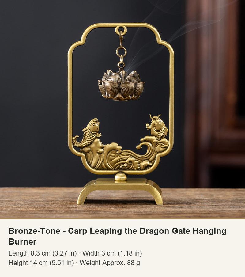 Bronze-Tone - Carp Leaping the Dragon Gate Hanging Burner