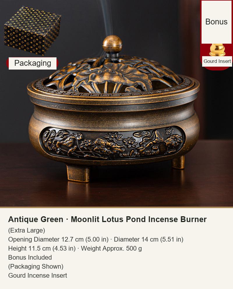 Antique Green  ·  Moonlit Lotus Pond Incense Burner
