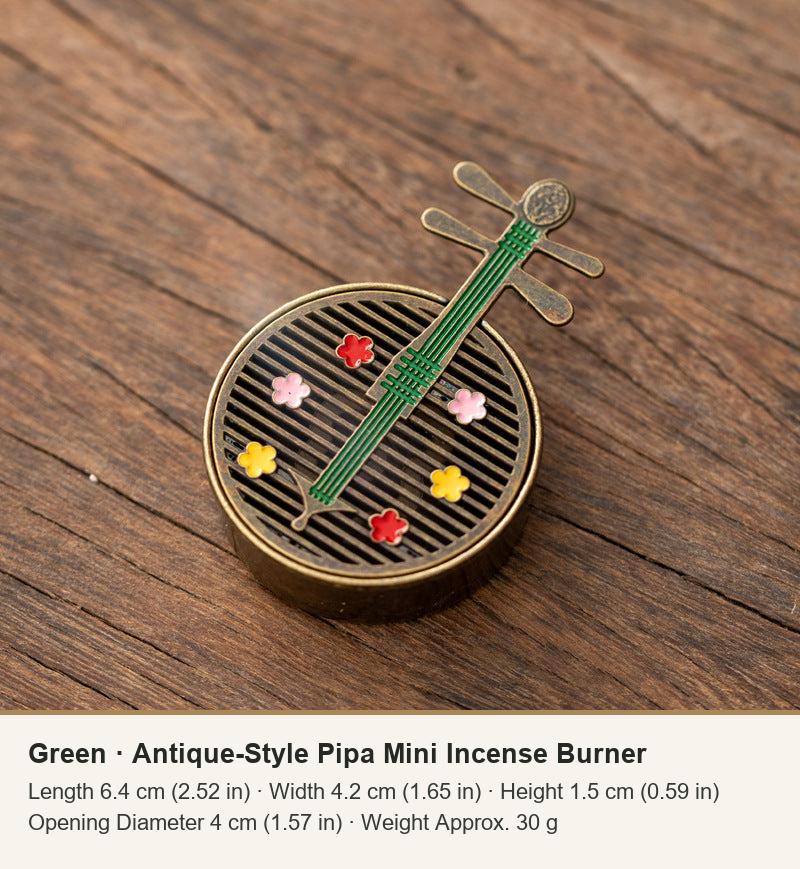 Green  ·  Antique-Style Pipa Mini Incense Burner