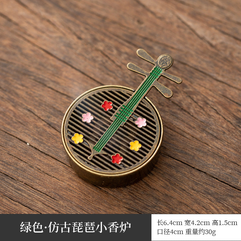 Manufacturer wholesale alloy small incense burner retro Zen Boshan small incense burner household dragon and phoenix plate incense burner incense ornament