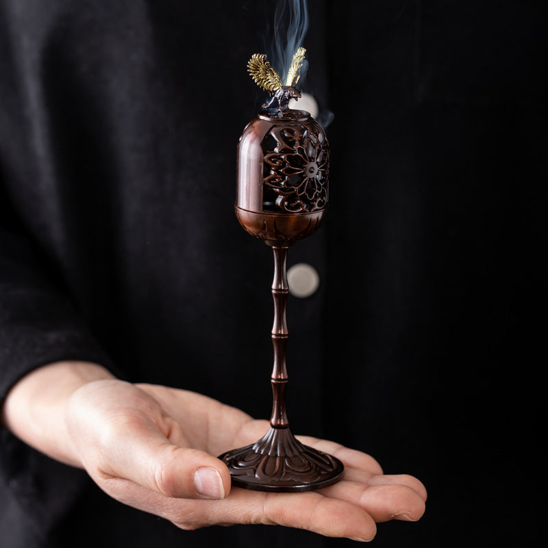 Dapeng wing spreading palace lamp stove rich pattern high foot stove no stick powder small auspicious cloud incense plate incense burner tabletop ornament