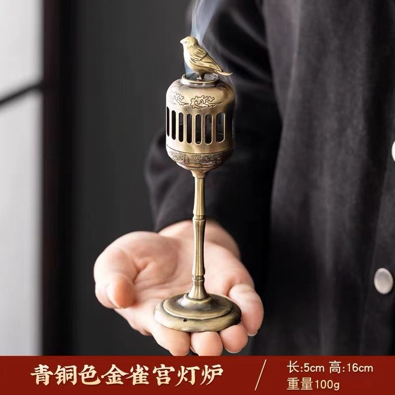 Manufacturer wholesale alloy small incense burner retro Zen Boshan small incense burner household dragon and phoenix plate incense burner incense ornament