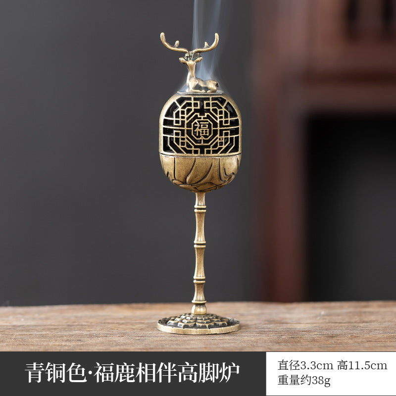 Vertical Baifu furnace is happy with the eyebrows and hollow incense burner office ornament creative alloy incense burner