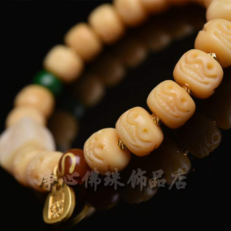 EverestArtstudios 鹿骨笑臉圖騰瑪瑙裝飾手鍊