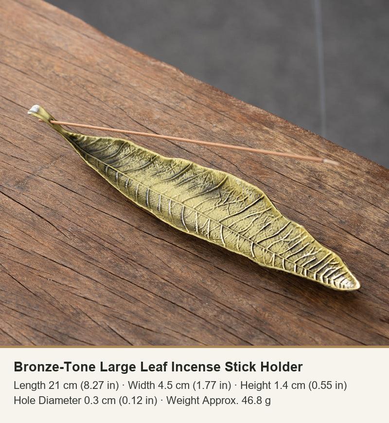 Bronze-Tone Large Leaf Incense Stick Holder