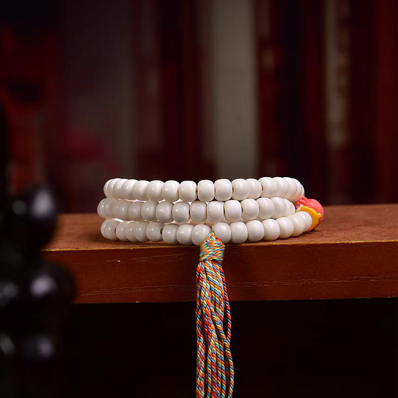 EverestArtstudios blessed EverestArtstudios Natural Yak Bone 108-Bead Mala with Antler Accents