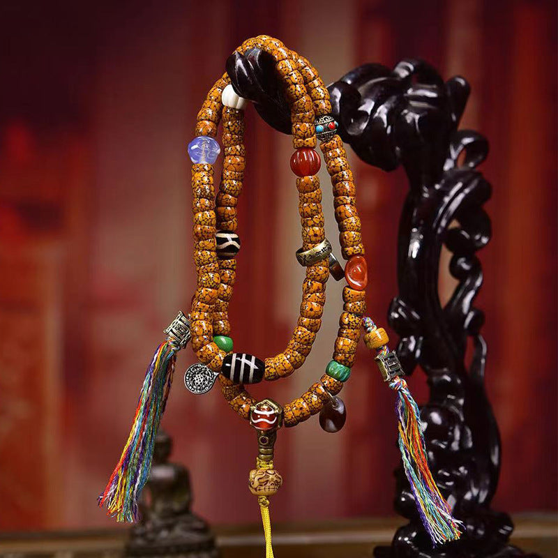 EverestArtstudios blessed EverestArtstudios Natural Jade-Finished Crackled Xingyue Bodhi 108-Bead Mala