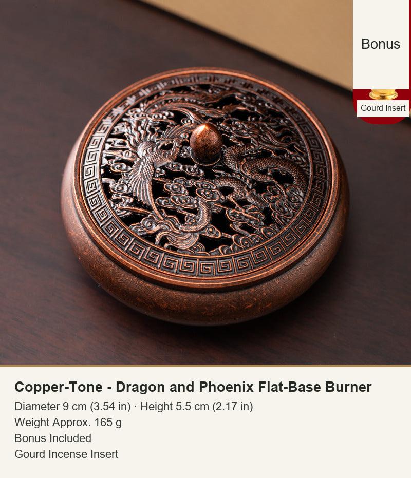 Copper-Tone - Dragon and Phoenix Flat-Base Burner