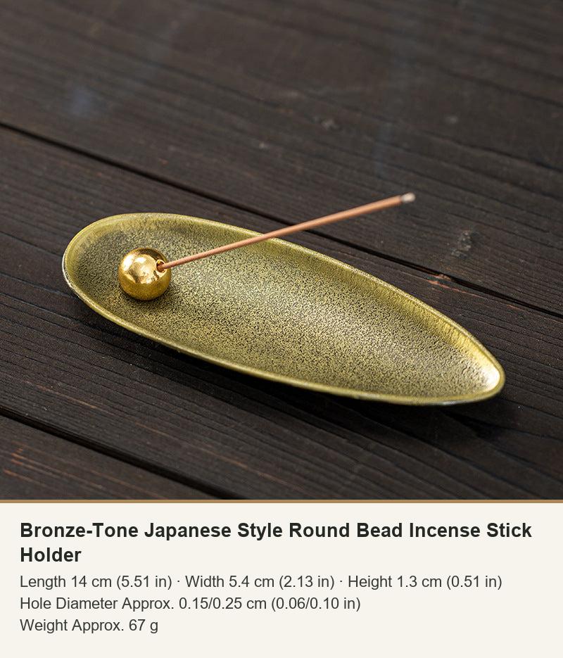 Bronze-Tone Japanese Style Round Bead Incense Stick Holder