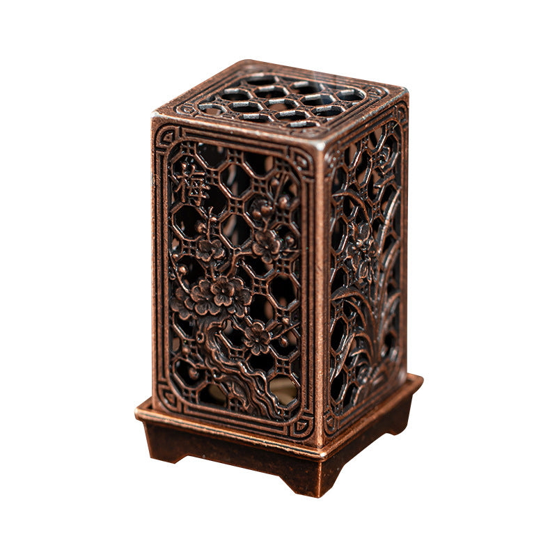 Cross-border explosion New Chinese alloy incense burner Creative Meilan Bamboo Chrysanthemum Hollow aromatherapy burner Small Xiangyun Tower incense burner ornament
