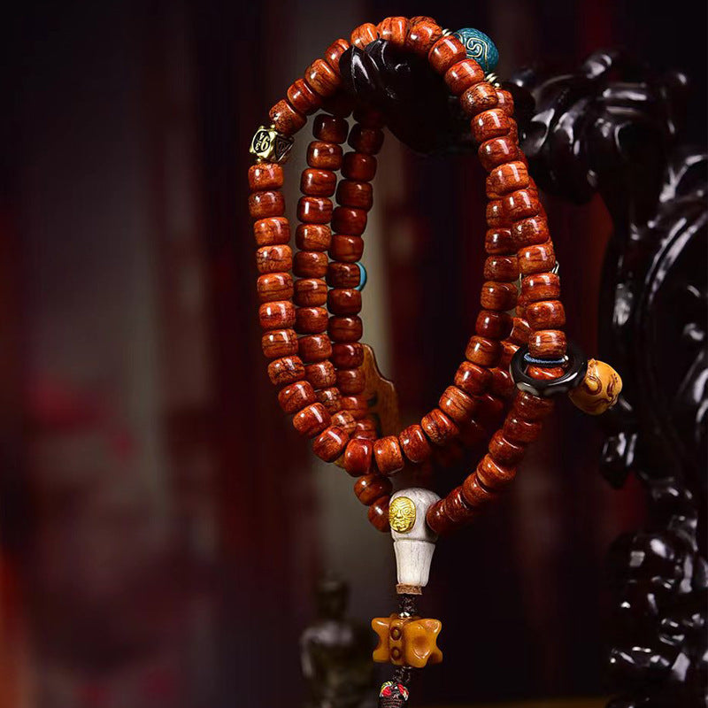 EverestArtstudios blessed EverestArtstudios Tibetan Vintage Bone Barrel-Bead 108-Bead Mala Necklace