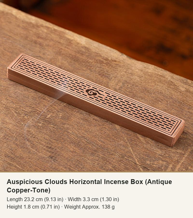 Auspicious Clouds Horizontal Incense Box (Antique Copper-Tone)
