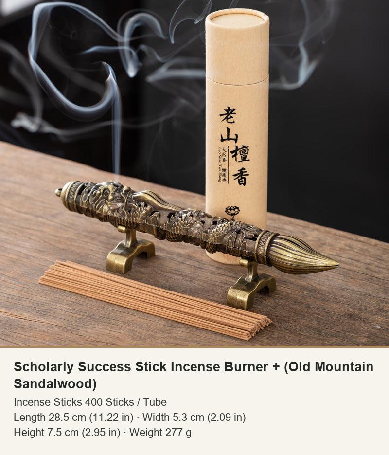 Scholarly Success Stick Incense Burner + (Old Mountain Sandalwood)