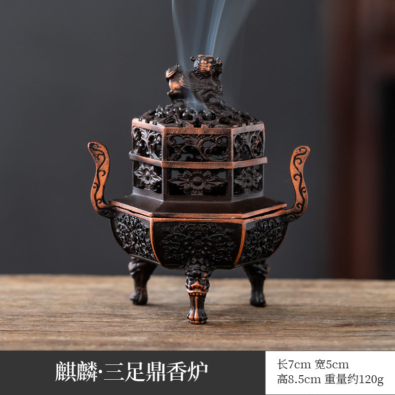 Chinese creative antique aromatherapy stove mini elephant foot lotus stove copper alloy household sandalwood pan incense three-legged stove ornament