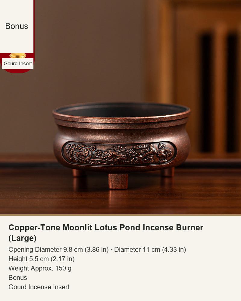 Copper-Tone Moonlit Lotus Pond Incense Burner (Large)