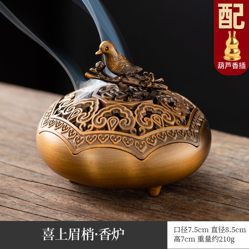 Creative retro alloy three-legged incense burner dragon and phoenix plate incense burner alloy aromatherapy burner incense ornament home classical ornament