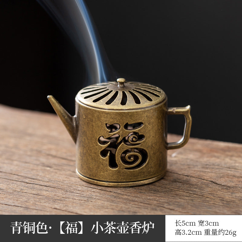 Vertical Baifu incense burner happy eyebrows square column hollow creative alloy small incense burner office aromatherapy ornament incense burner
