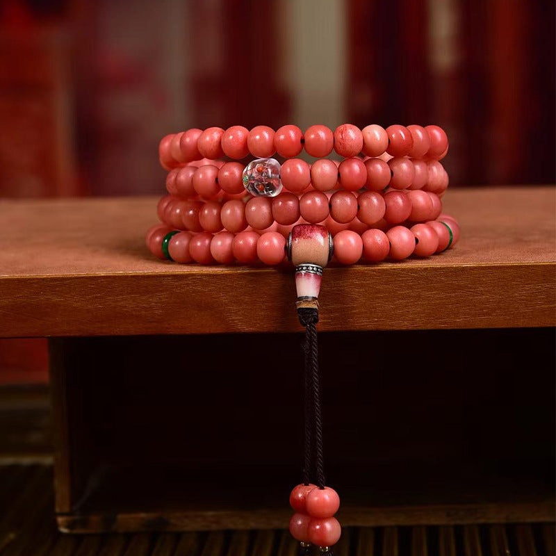EverestArtstudios blessed EverestArtstudios Natural Full-Blood Camel Bone 108-Bead Mala with Glass and Bone Guru Bead