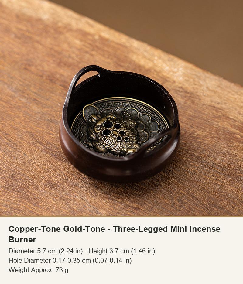 Copper-Tone Gold-Tone - Three-Legged Mini Incense Burner