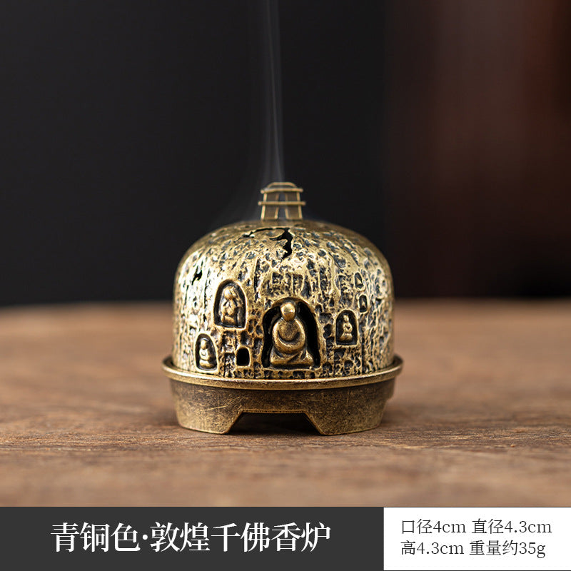 Manufacturer wholesale alloy small incense burner retro Zen Boshan small incense burner household dragon and phoenix plate incense burner incense ornament