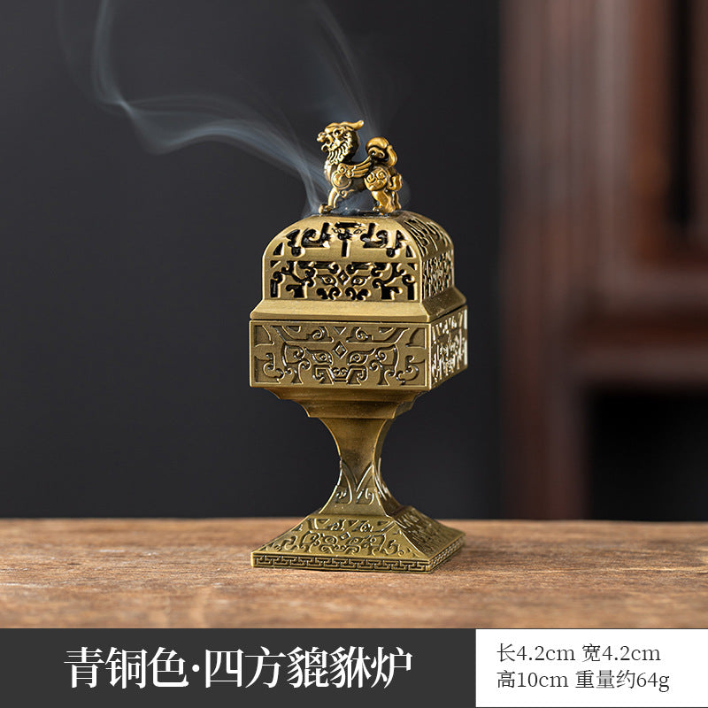 New Phoenix Kirin Three-legged Furnace Tianyuan Ding Furnace Xiaoxiangyun Sticky Powder Sandalwood Aromatherapy Furnace Alloy Incense Furnace Ornament