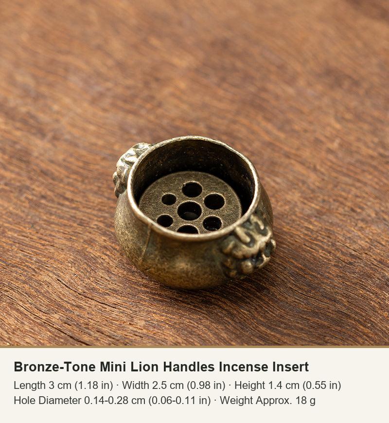 Bronze-Tone Mini Lion Handles Incense Insert