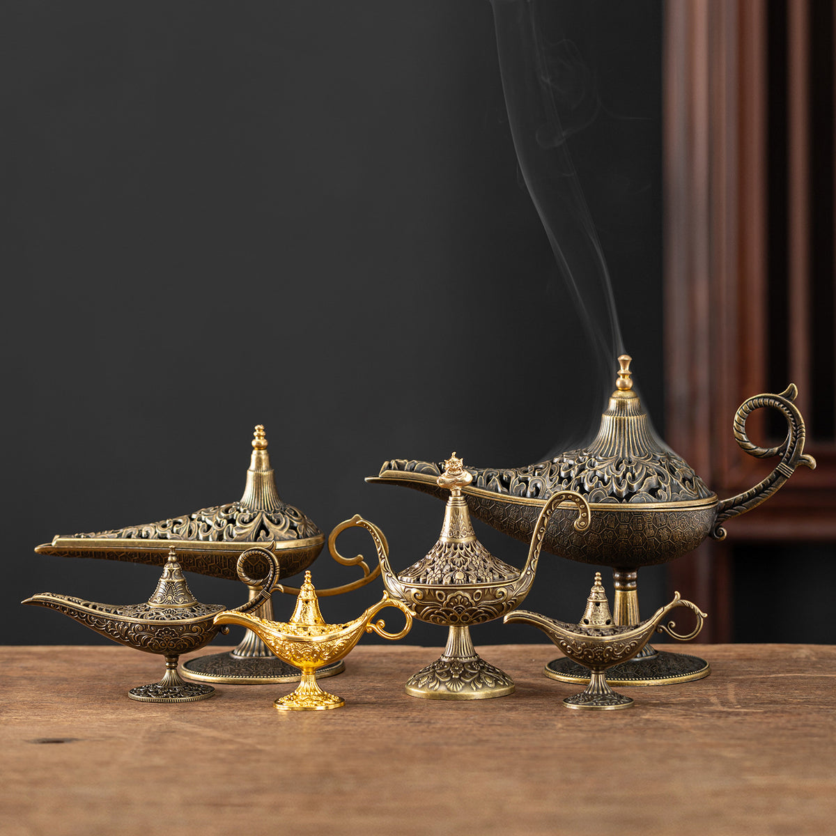 Cross-border hot-selling search banner magic lamp small incense burner wishing magic lamp small auspicious cloud elf aromatherapy burner handicraft ornament