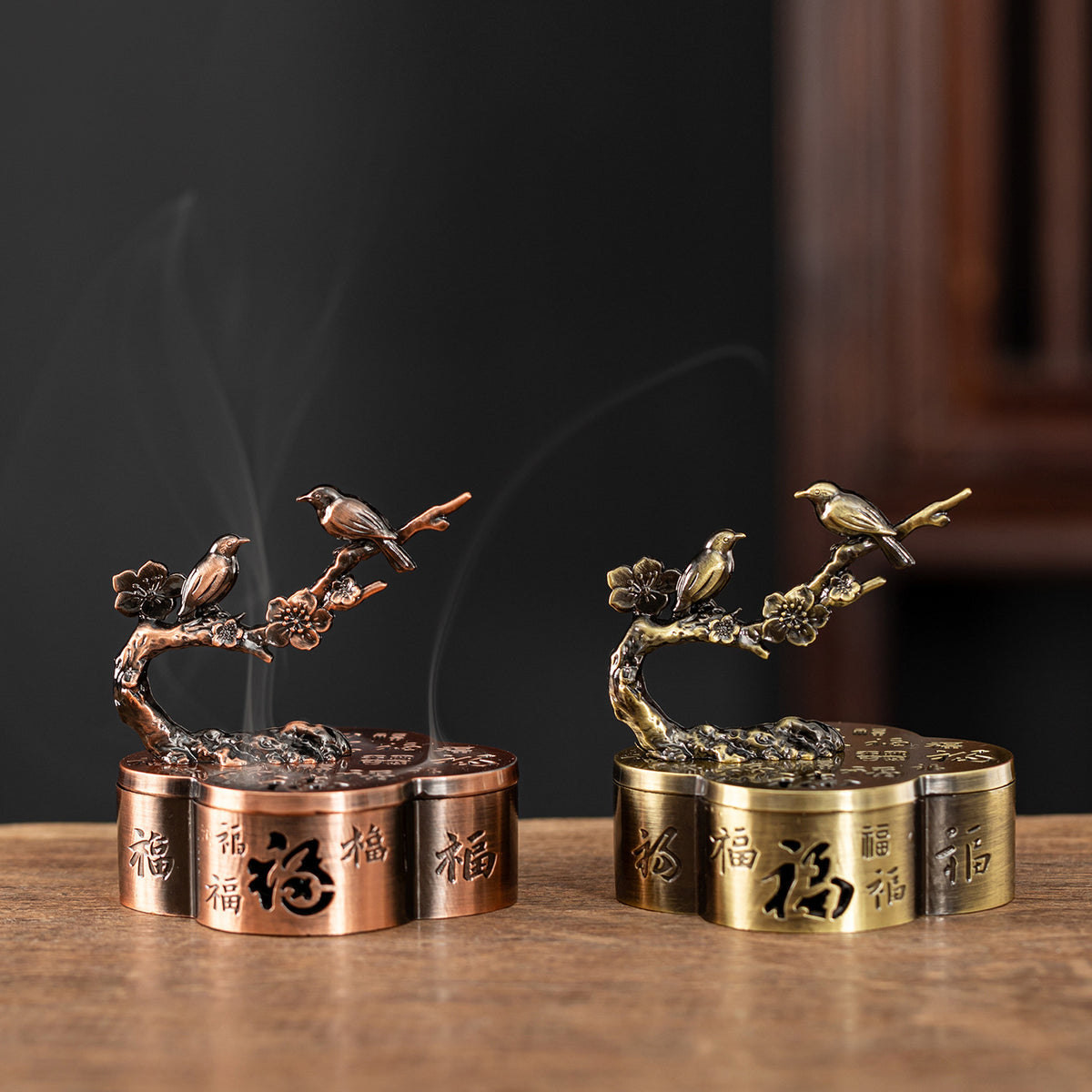 Fulu Shuangxi Creative Plum Blossom Incense Burner Xiangyun Disk Incense Burner Magpie Branch Sandalwood Burner Household Indoor Incense Ornament
