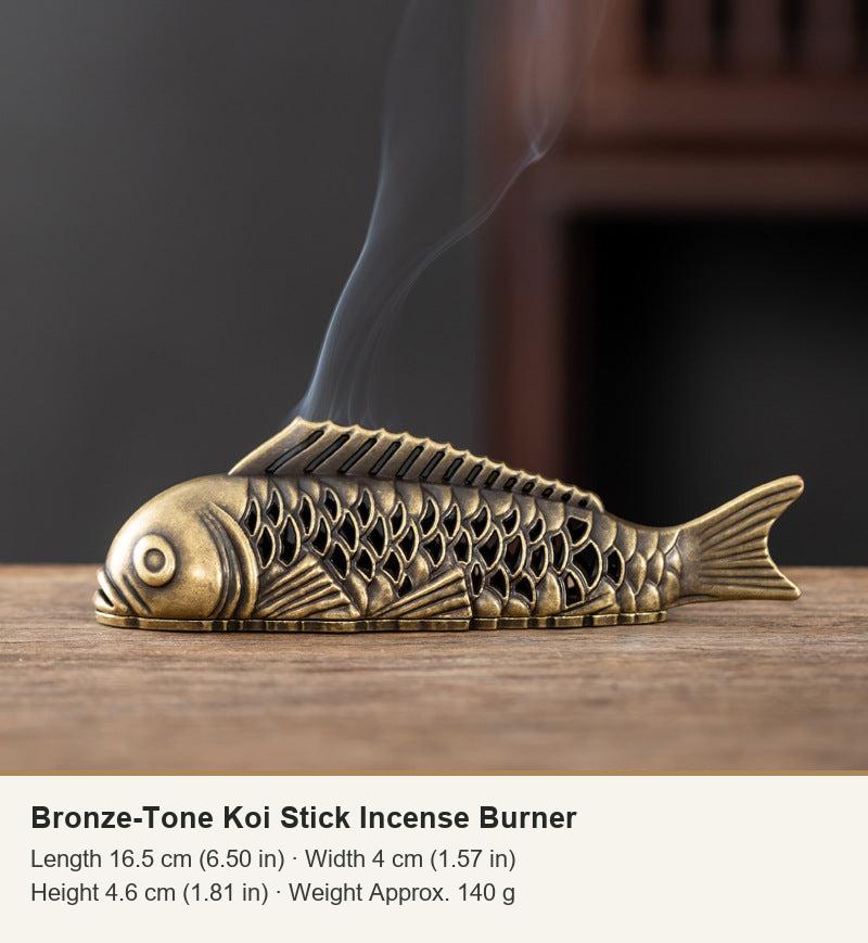 Bronze-Tone Koi Stick Incense Burner