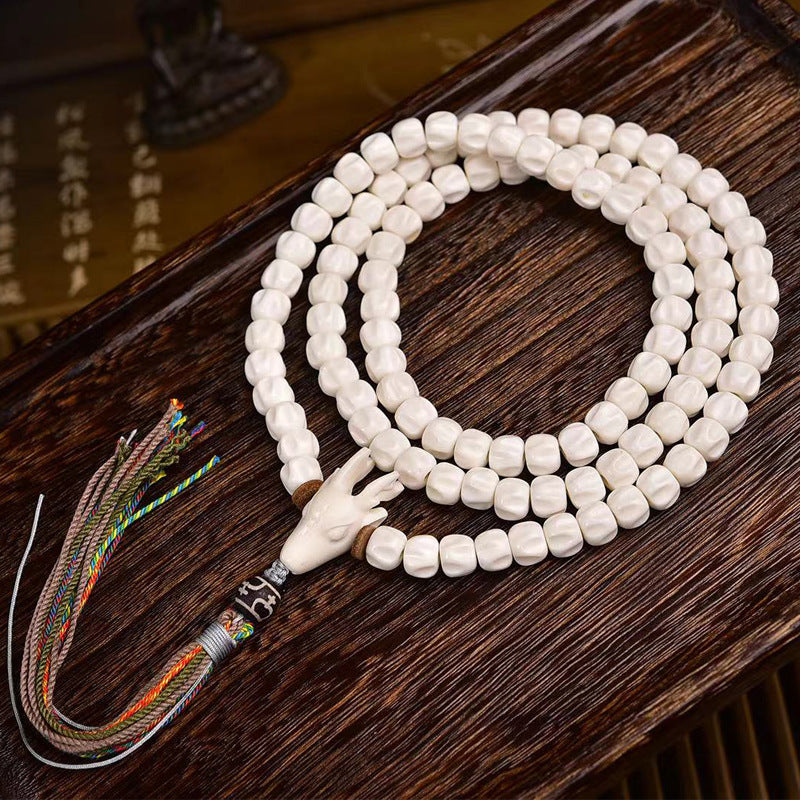 EverestArtstudios blessed EverestArtstudios Natural Antler and Passion Seed 108-Bead Tibetan Mala Necklace
