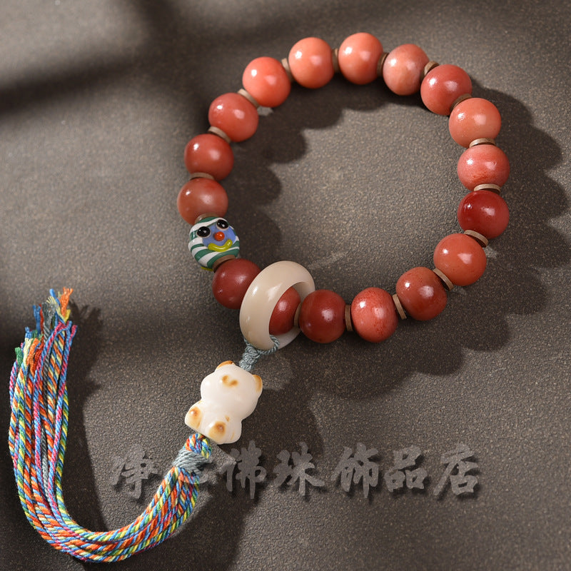 EverestArtstudios 駱駝骨深紅珠寶嘎屋手鍊