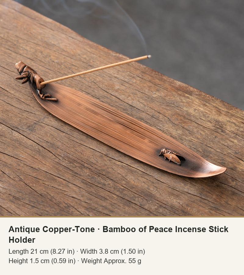 Antique Copper-Tone  ·  Bamboo of Peace Incense Stick Holder