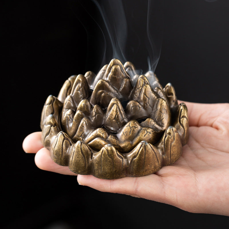 千里江山香薰爐復古做舊博山爐盤香爐家用室內擺件沉香檀香合金香爐