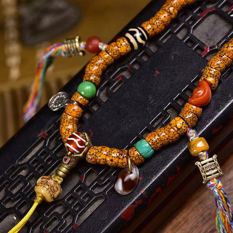 EverestArtstudios blessed EverestArtstudios Natural Jade-Finished Crackled Xingyue Bodhi 108-Bead Mala