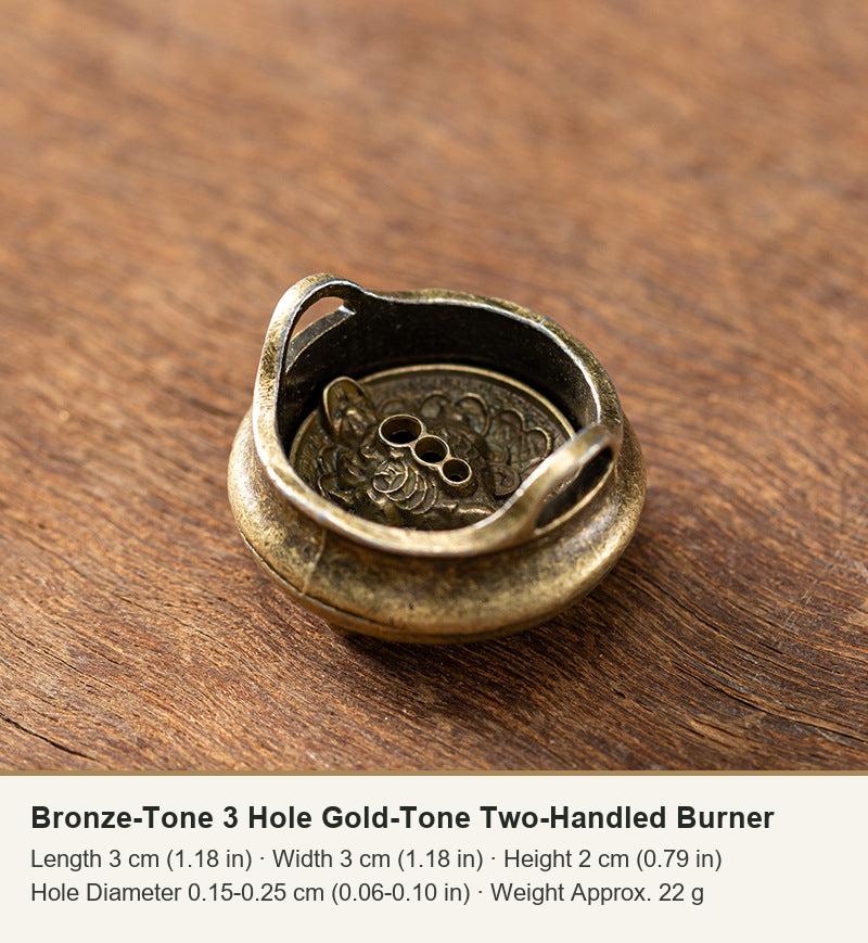 Bronze-Tone 3 Hole Gold-Tone Two-Handled Burner
