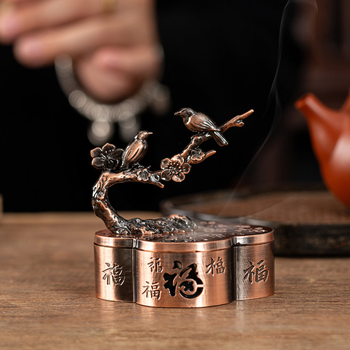 Fulu Shuangxi Creative Plum Blossom Incense Burner Xiangyun Disk Incense Burner Magpie Branch Sandalwood Burner Household Indoor Incense Ornament