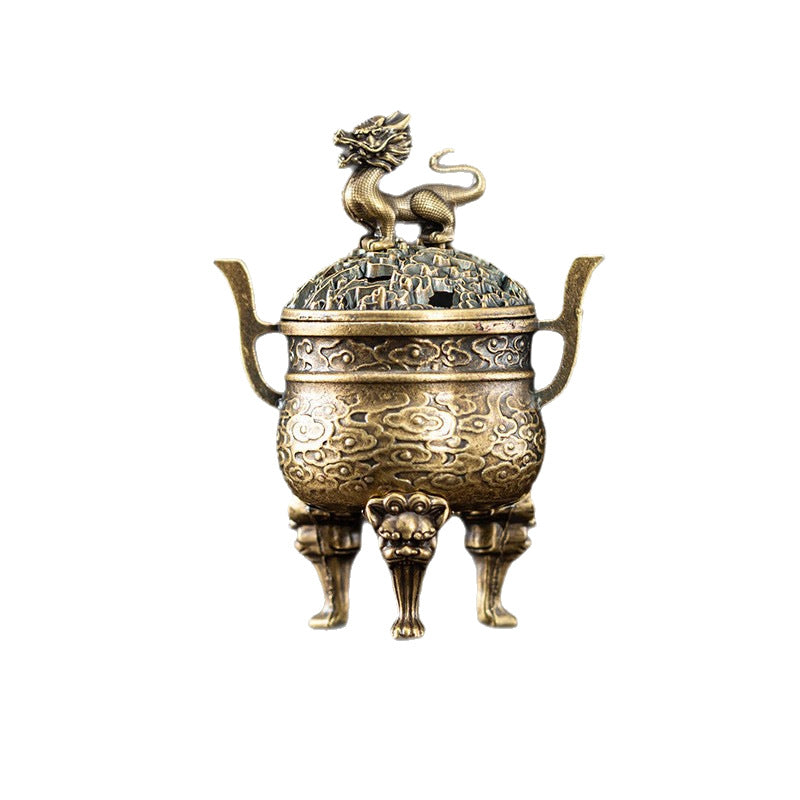Cross-border explosive alloy creative small incense burner, auspicious cloud disk incense burner, incense road ornament, unicorn elephant tiger three-legged tripod burner