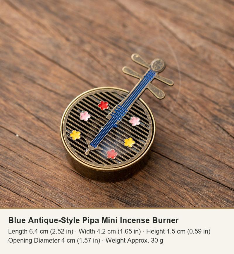 Blue Antique-Style Pipa Mini Incense Burner