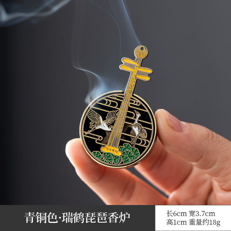 Chinese creative antique aromatherapy stove mini elephant foot lotus stove copper alloy household sandalwood pan incense three-legged stove ornament