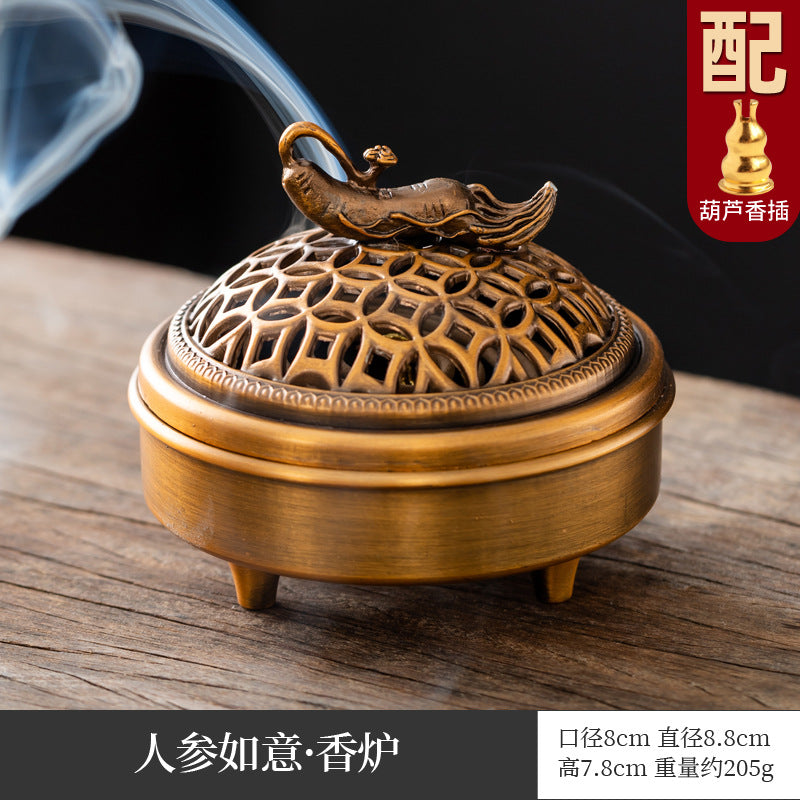 Creative retro alloy three-legged incense burner dragon and phoenix plate incense burner alloy aromatherapy burner incense ornament home classical ornament