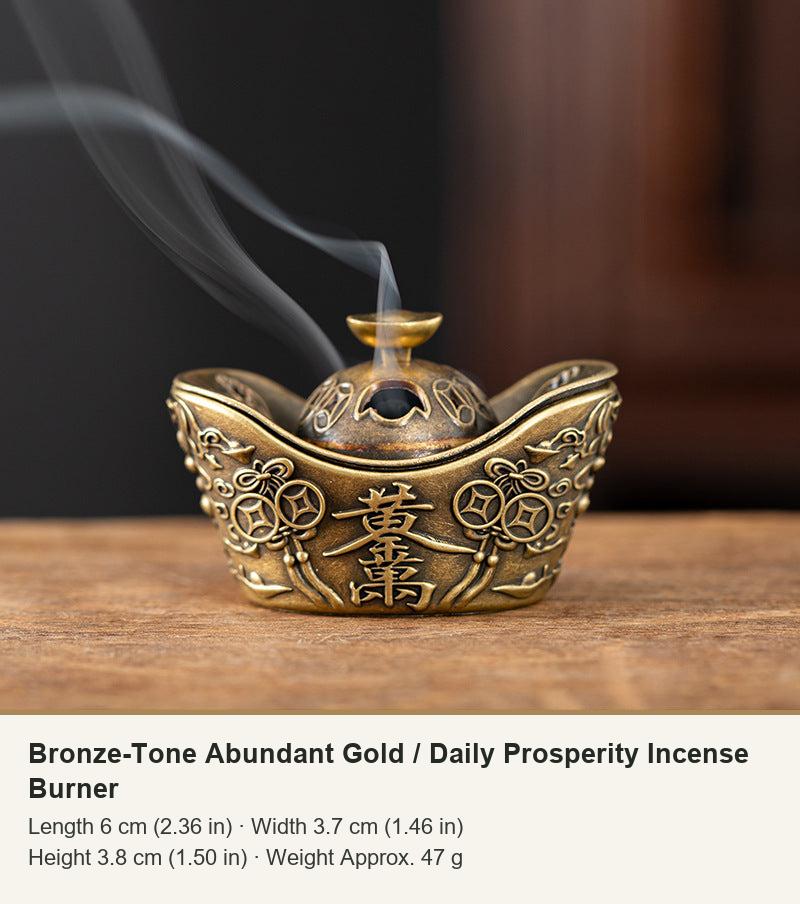 Bronze-Tone Abundant Gold / Daily Prosperity Incense Burner