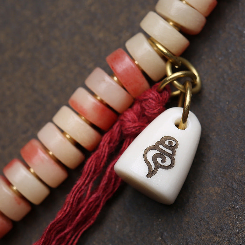 EverestArtstudios Camel Bone 108-Bead Mala with Coconut and Decorative Accents