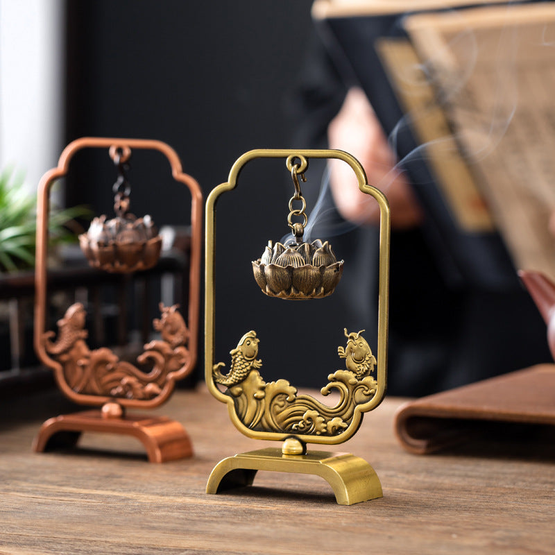 Yuyue Longmen Hanging Hanging Stove Creative Small Xiangyun Disk Incense Stove Tea Ceremony Ornament Retro Lotus Hanging Stove Hanging Ornament