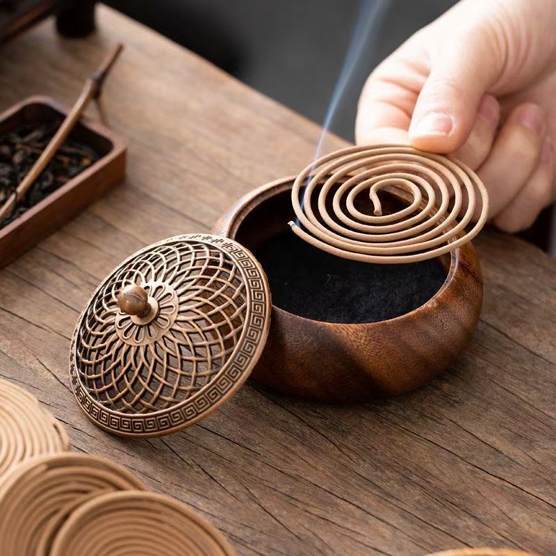 Walnut Ruyi Incense Burner Chinese Indoor Hollow With Lid Solid Wood Agarwood Sandalwood Plate Support Line Incense Plug Base Base Support