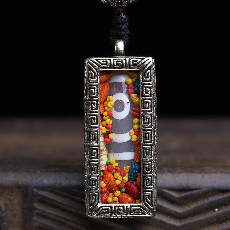 EverestArtstudios Xingyue Bodhi 108-Bead Mala with Two-Eye Dzi-Style Agate and Ghau Pendant