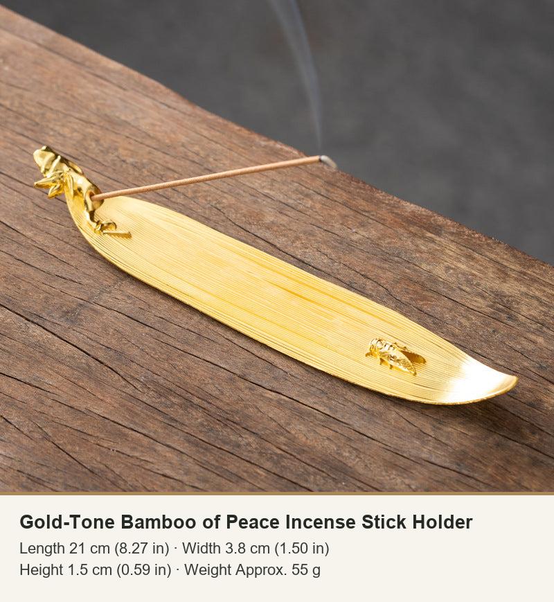 Gold-Tone Bamboo of Peace Incense Stick Holder