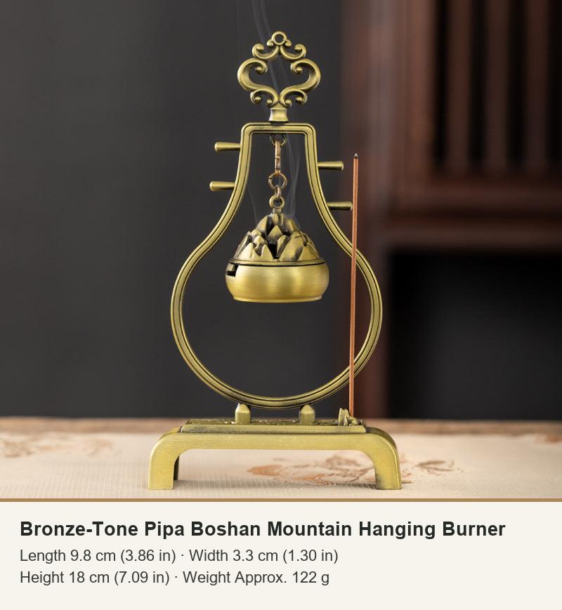 Bronze-Tone Pipa Boshan Mountain Hanging Burner