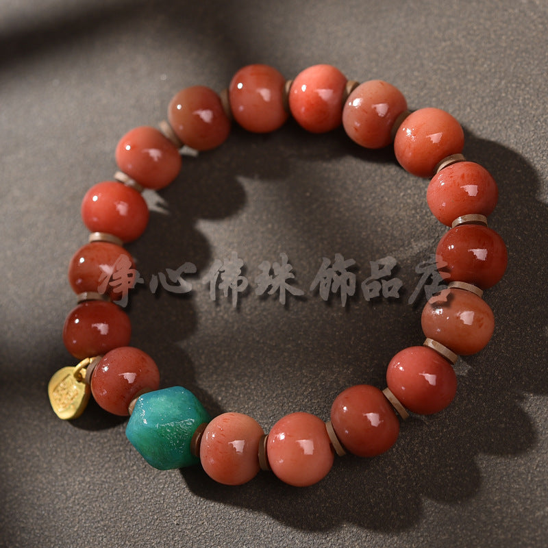 EverestArtstudios 駱駝骨深紅珠寶嘎屋手鍊