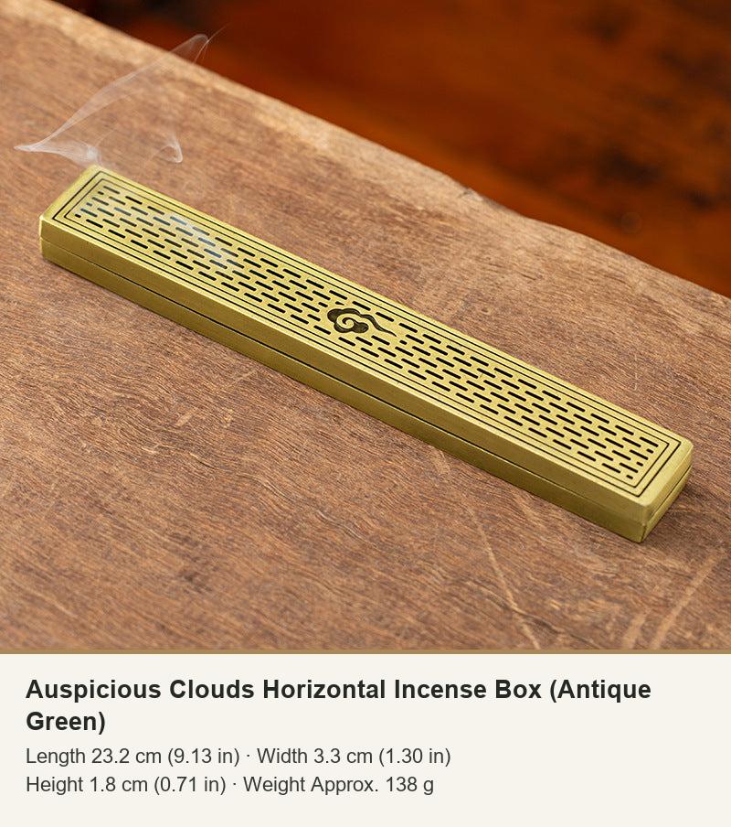 Auspicious Clouds Horizontal Incense Box (Antique Green)