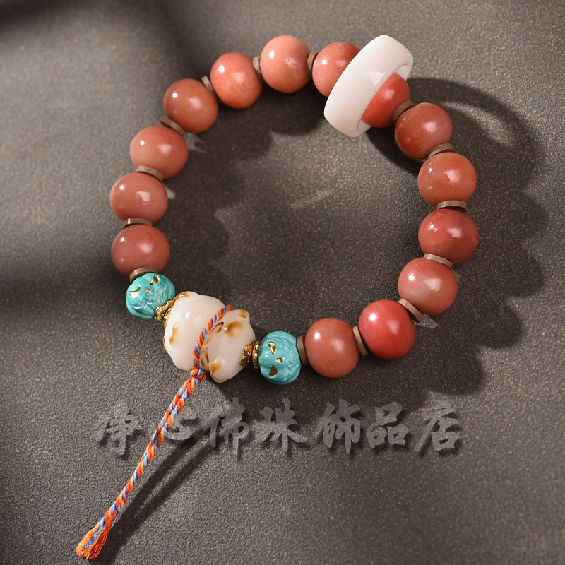 EverestArtstudios 駱駝骨深紅珠寶嘎屋手鍊